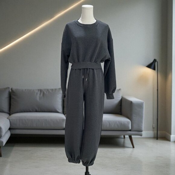 NWOT Unbranded Charcoal Lounge Set Cozy Minimalist Streetwear Athleisure Small - Picture 1 of 11